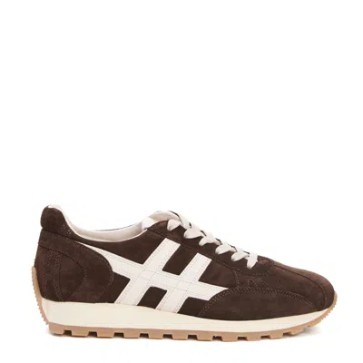 Hogan 86r Running Suede Brown Sneakers In Black