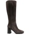 Hogan 90mm Suede Block-heel Knee-high Boots In Brown