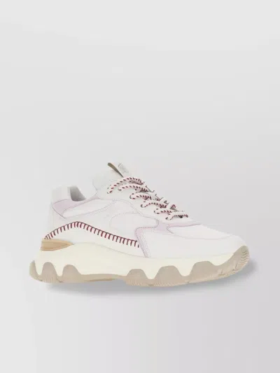 Hogan Active Leather Sneakers Contrasting Inserts In Neutrals