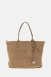 Hogan Double Strap Tote Bag With Suede Finish In Brown