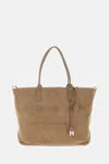 Hogan Double Strap Tote Bag With Suede Finish In Brown