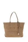 Hogan Spacious Suede Tote Bag With Embossed Branding In Brown