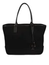 Hogan Medium Shopping Bag With Leather Accents And Lace Closure In Black