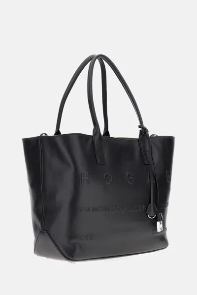 Hogan Address Shopping Medium Leather In Black