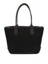 Hogan Script Shopping Leather-trimmed Tote Bag In Black