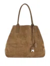Hogan Spacious Suede Tote Bag With Leather Accents