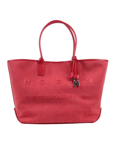 Hogan Address Shopping Media Tessuto In Red