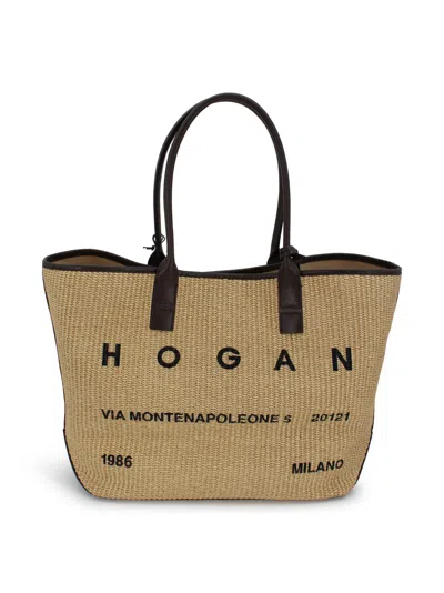 Hogan Address Tote Bag In Brown