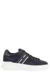 Hogan Black Leather Sneakers With Logo-embellished Side Panels In Black