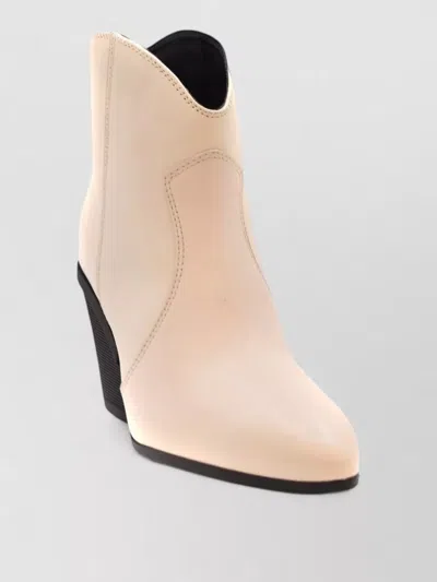 Hogan Almond Toe Ankle Boots Block Heel Contrast In Pink