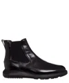 Hogan H600 Smooth Leather Ankle Boots In Black