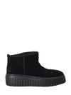 Hogan Ankle-high Minimalist Suede Shoes In Black