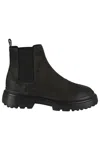 Hogan Anthracite Suede Ankle Boot In Black
