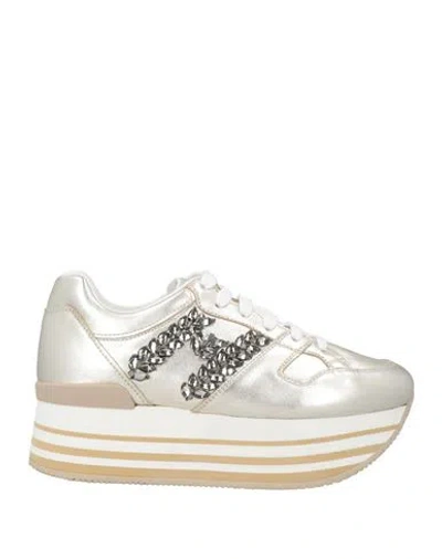 Hogan Atelier Woman Sneakers Platinum Size 6.5 Leather In Gray