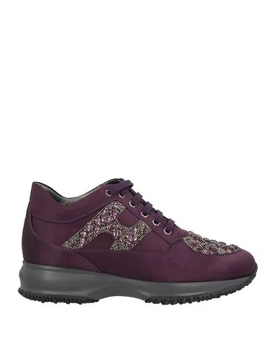 Hogan Atelier Woman Sneakers Purple Size 8 Textile Fibers
