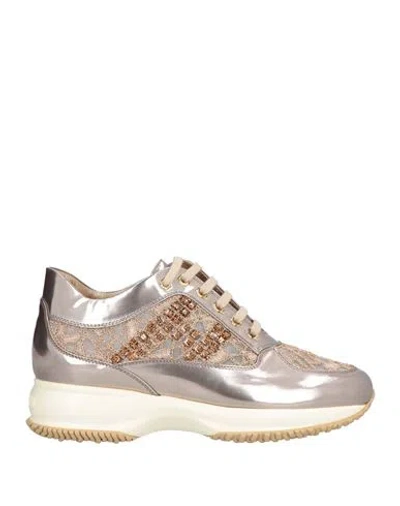 Hogan Atelier Woman Sneakers Rose Gold Size 8 Leather