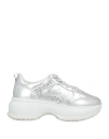 Hogan Atelier Woman Sneakers Silver Size 8 Leather In Silver