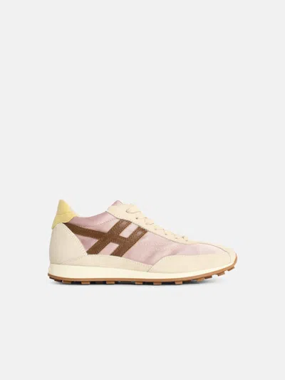 Hogan ' Athletic' Pink Yellow Beige Suede Sneakers