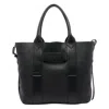 Hogan Medium Script Shopping Bag With Textured Leather Finish In Black