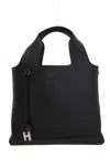 Hogan Shopping Bag In Textured Leather In Black