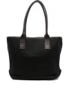 Hogan Script Shopping Leather-trimmed Tote Bag In Black
