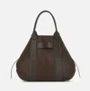 Hogan Structured Hammered Leather Tote Bag With Embossed Accents In Brown