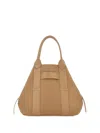 Hogan Script Medium Shopping Bag In Hammered Leather In Brown