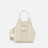 Hogan Script Small Leather Tote Bag In Beige