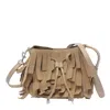 Hogan Hocket Mini Bucket Bag In Suede With Fringe Workmanship In Beige