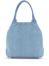 Hogan Cotton Denim Tote Bag In Blue In Blue