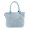 Hogan Spacious Denim Tote With Structured Leather Handles In Blue