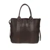 Hogan Script Shopping Bag With Grained Leather And Embossed Details In Brown