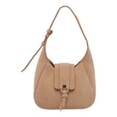 Hogan Suede Logo-detail Mini Bag In Neutral