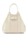 Hogan Script Small Leather Tote Bag In White