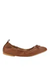 Hogan Rounded Toe Ballerina Flats With Soft Gathered Upper In Brown