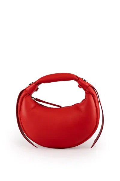Hogan Bam Bam Mini Hobo Bag In Leather In Rosso