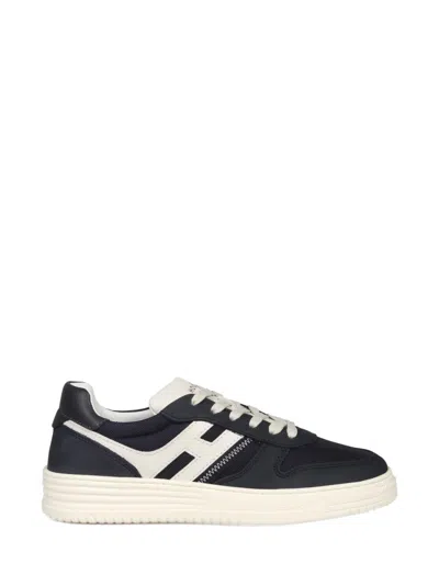 Hogan Basketball-inspired H630 Sneakers With Nubuk Leather In Black