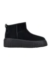 Hogan Ankle-high Minimalist Suede Shoes In Black