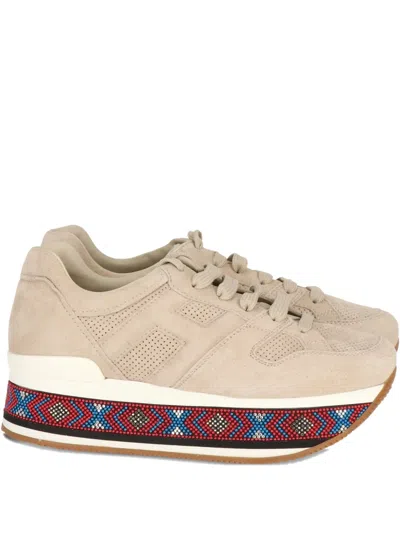 Hogan Beaded-sole Platform Sneakers In Neutral