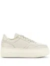 Hogan Calfskin Sneakers With Panel Design And Embossed Tongue In Beige