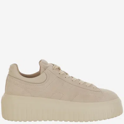 Hogan Beige Lace Up Sneakers In Neutral