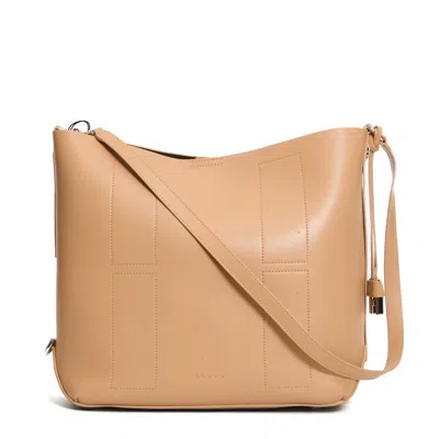 Hogan Beige Leather Hobo Bag With Magnetic Closure