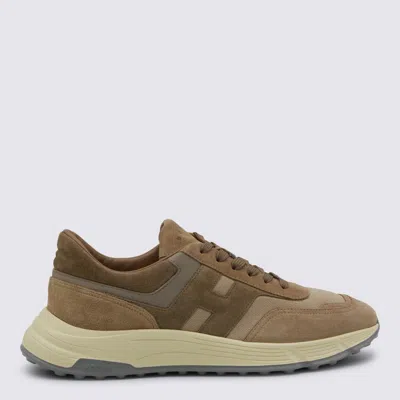 Hogan Beige Leather Sneakers In Neutral