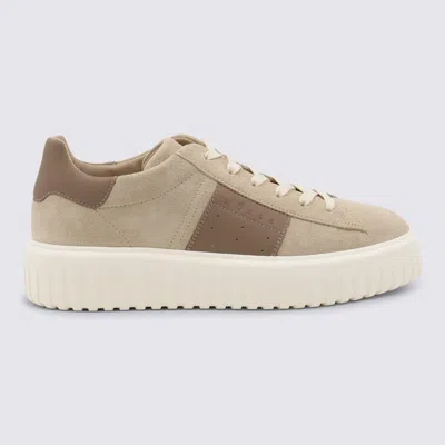 Hogan Low Top Sneakers Round Toe In Brown
