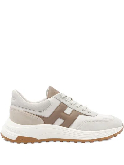 Hogan Beige Leather Sneakers With Textured Upper And Sporty Silhouette In Neutral