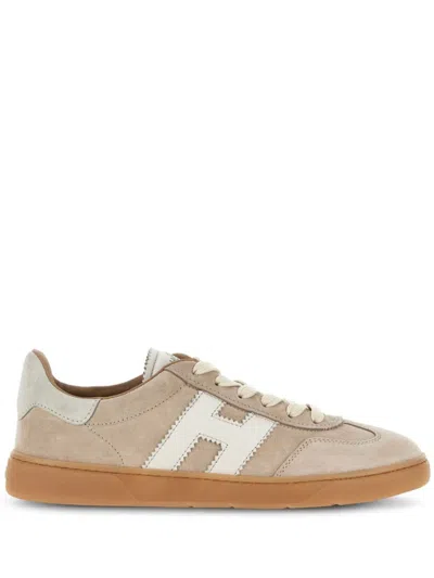 Hogan Beige Logo Lace Up Sneakers