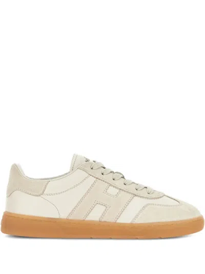 Hogan Beige Logo Sneakers In White