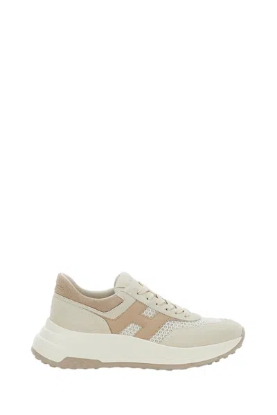 Hogan Beige Low-top Sneakers With Minimalist Design In Multi