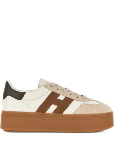 Hogan Beige Round Toe Sneakers In Neutral