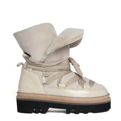 Hogan Beige Sheepskin Ankle Boot In Neutrals